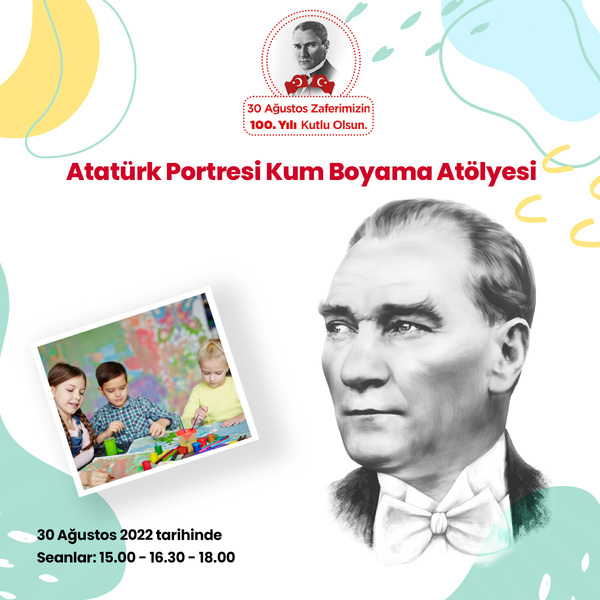 Atatürk Portresi Kum Boyama Atölyesi Özdilek İzmir'de