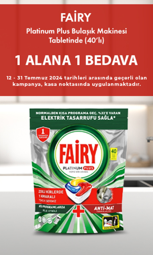 Fairy Platinum Plus Bulaşık Makinesi Tabletinde 1 Alana 1 Bedava