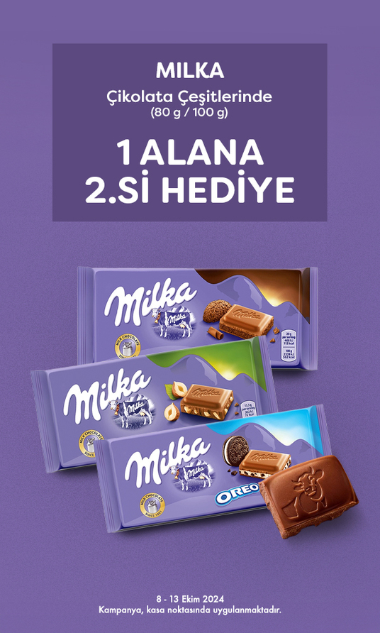 Milka Çikolata Çeşitlerinde 1 Alana 2.si Hediye 