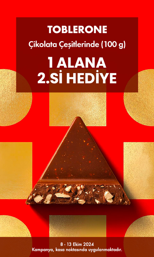 Toblerone Çikolata Çeşitlerinde 1 Alana 2.si Hediye 