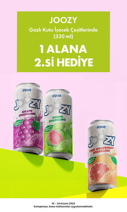 Joozy Gazlı Kutu İçecek Çeşitlerinde 1 Alana 2.si Hediye